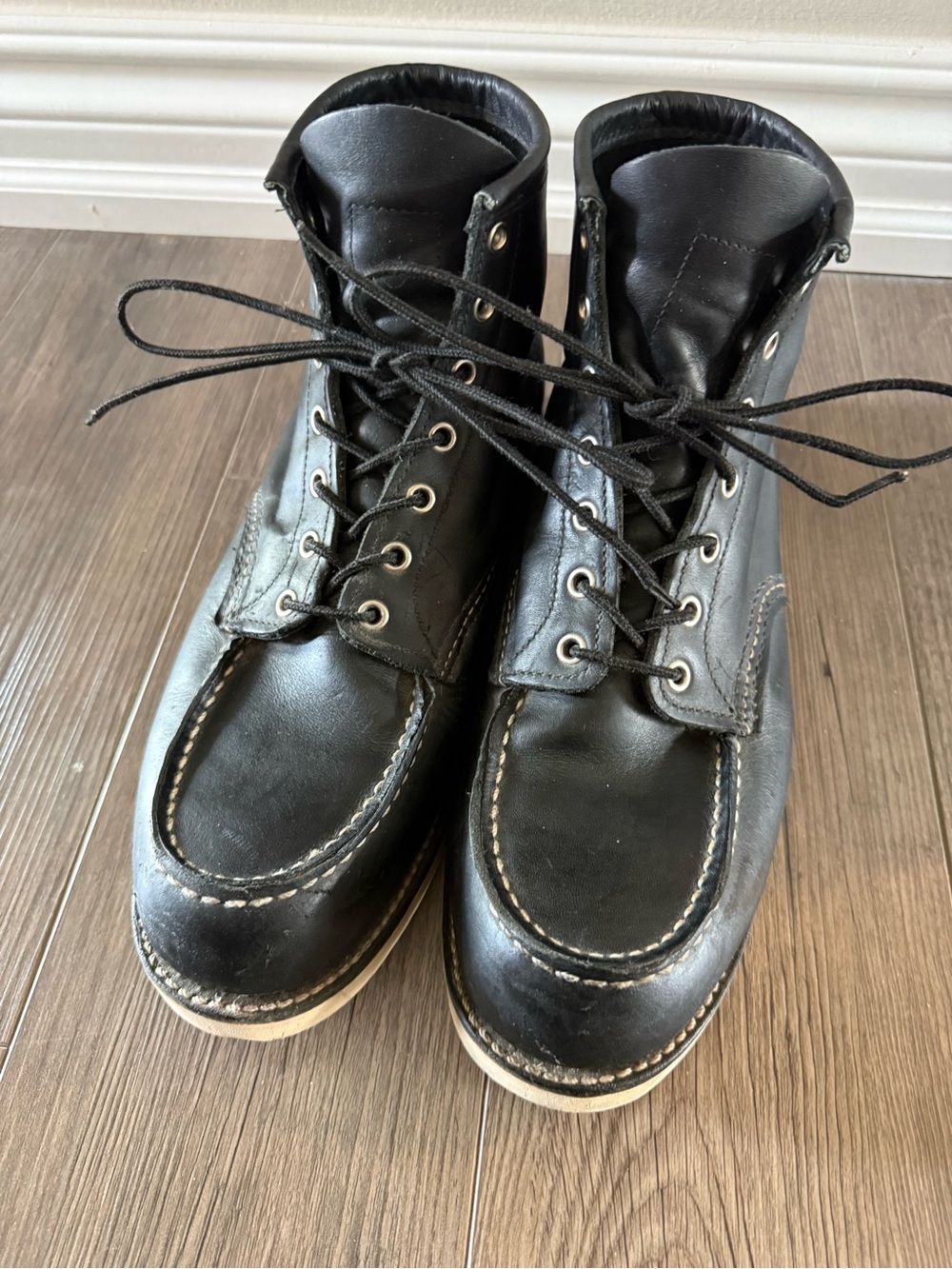 Red Wing 9075 Moc Toe Black Leather Made In USA Boots Size 11 - Picture 2 of 9